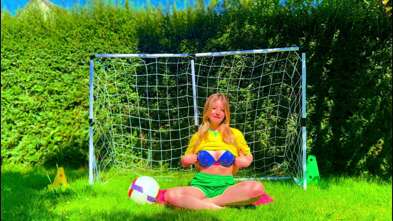 Stellafatale: Brazilian Football Girl Jersey Tease to Lingerie Orgasm