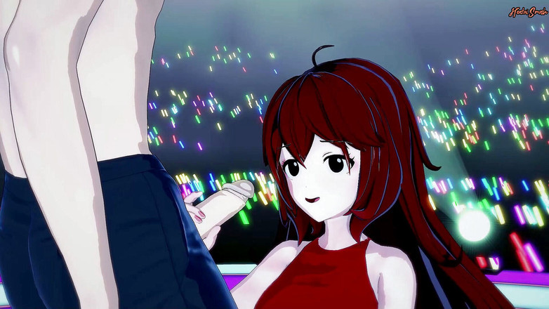 Hentai Smash: Novia chupando polla delante de una multitud y tragando su...