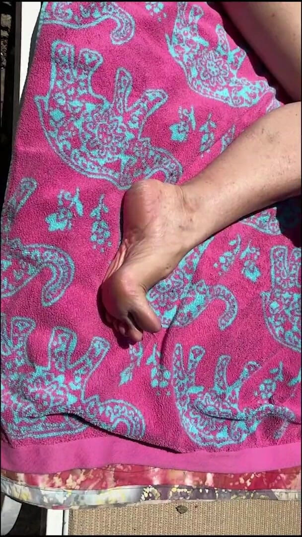 Aunt Ann: Fan Request Granny Naked in Sun Shows Dirty Rough Soles &amp;...