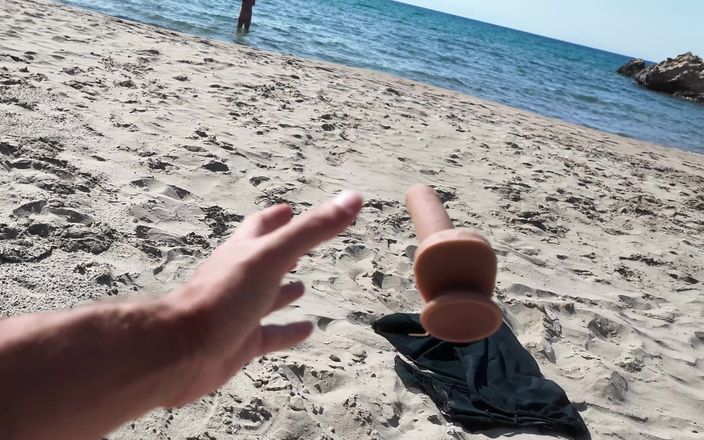 ExpressiaGirl: Curvy Nudist and on the Beach. Funny Dildo! "bye Bye!"