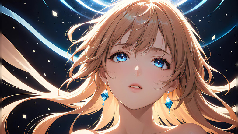 LustRender: Ethereal Ascent: a Beautiful Young Woman Wrapped in Celestial Light