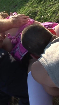 During a Threesome Brunette MILF Get All the Cum