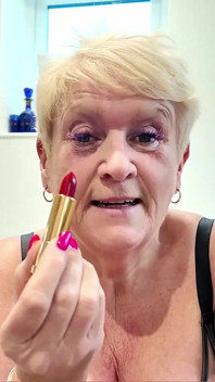 Applying Red Lipstick, and Dildo Suck