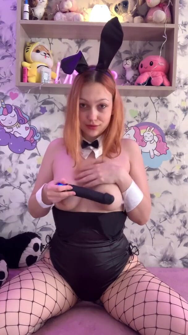 SashaSweet69: Bunny girl is played with a cock between her tits
