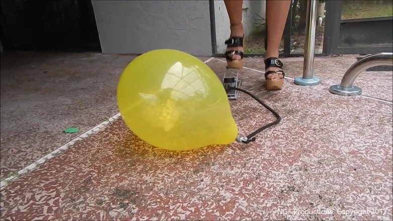 Nasty Girlfriends: Nasty girlfriend uses tire pump to pop balloons