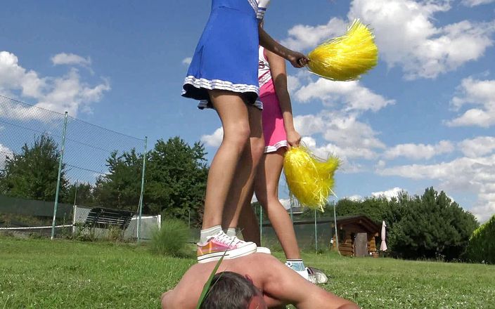 Femdom Austria: Cheerleader trampling fun!