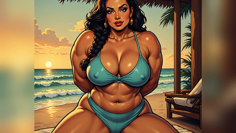 AI Porn: Gebruinde strandbabes Ai Kunst