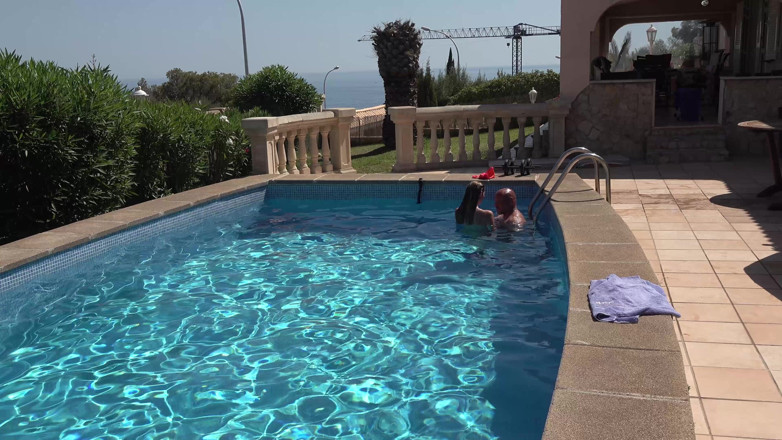 Sunset seductions: Insatiable MILF Rides Her Lover in the Pool