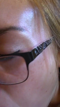 Amateur mirror blowjob with cumshot on glasses