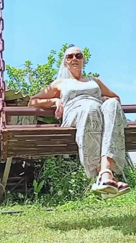Old Lady with Sexy Body After Vacation in the Village
