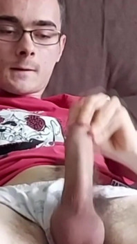 Nerdy College Boy with Big Cock Masturbate After Classes