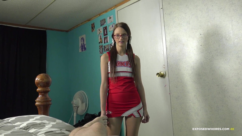 Exposed Whores Media: Farrah Valentine - Cheerleader gives her stepbrother a handjob to take...