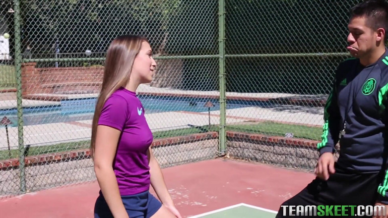 Team Skeet: Cute athletic babe lets her coach fuck her tight pussy