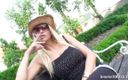 Smoke it bitch: Blonde babe smokes sensually on a park bench