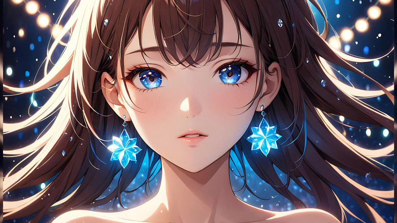 LustRender: ボケの夢:浮かぶ光の中の美しい若い女性