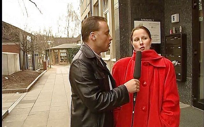 Lucky Cooch: Brunette german lady interviewed outdoors