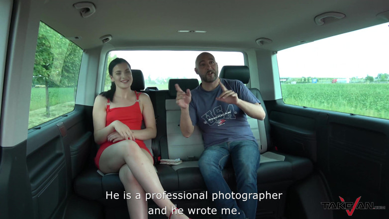 Take Van: Pussy creampie for dirty hitchhiker brunette from the street