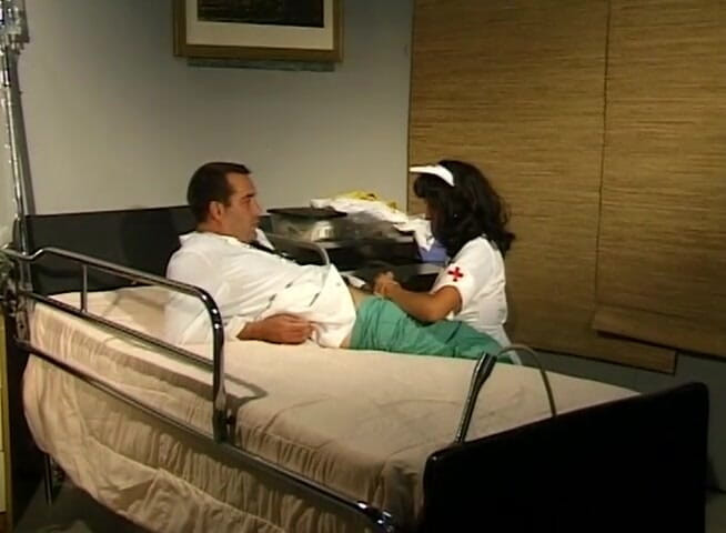 Naked Nurse: Horny nurse blows and rides doctor's cock