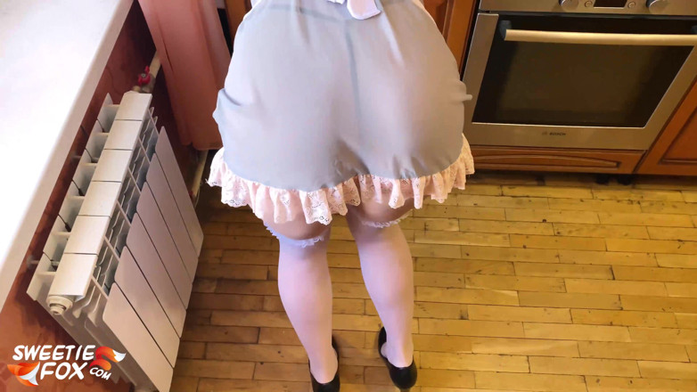 Sweetie Fox: Maid suck and doggy fuck in the kitchen - fox cosplay