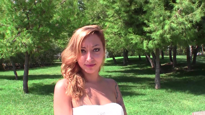 Public Entertainment: Inked babe gets fuck in a threesome