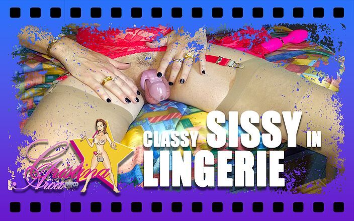Cristina Aroa, Sissy studio: Classy Sissy Bitch Exposed in Chastity, Plug and Sexy Lingerie