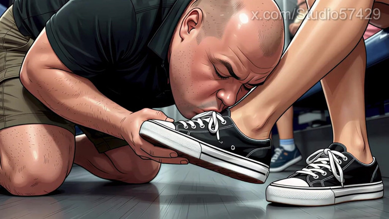 Studio 57429: Shoe Pervert Licks Women's Shoes on a Crowded Bus
