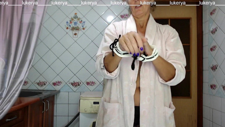 Lukerya: Hot Hostess Lukerya in the Kitchen in a Dressing Gown