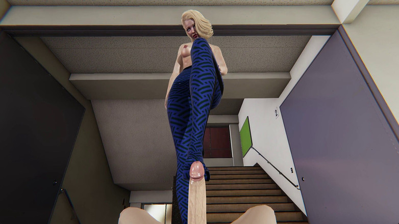 Joas22222: 热辣的Davidson女士在她的蓝色打底裤服务中打手枪和足交让大鸡巴射出大量精液