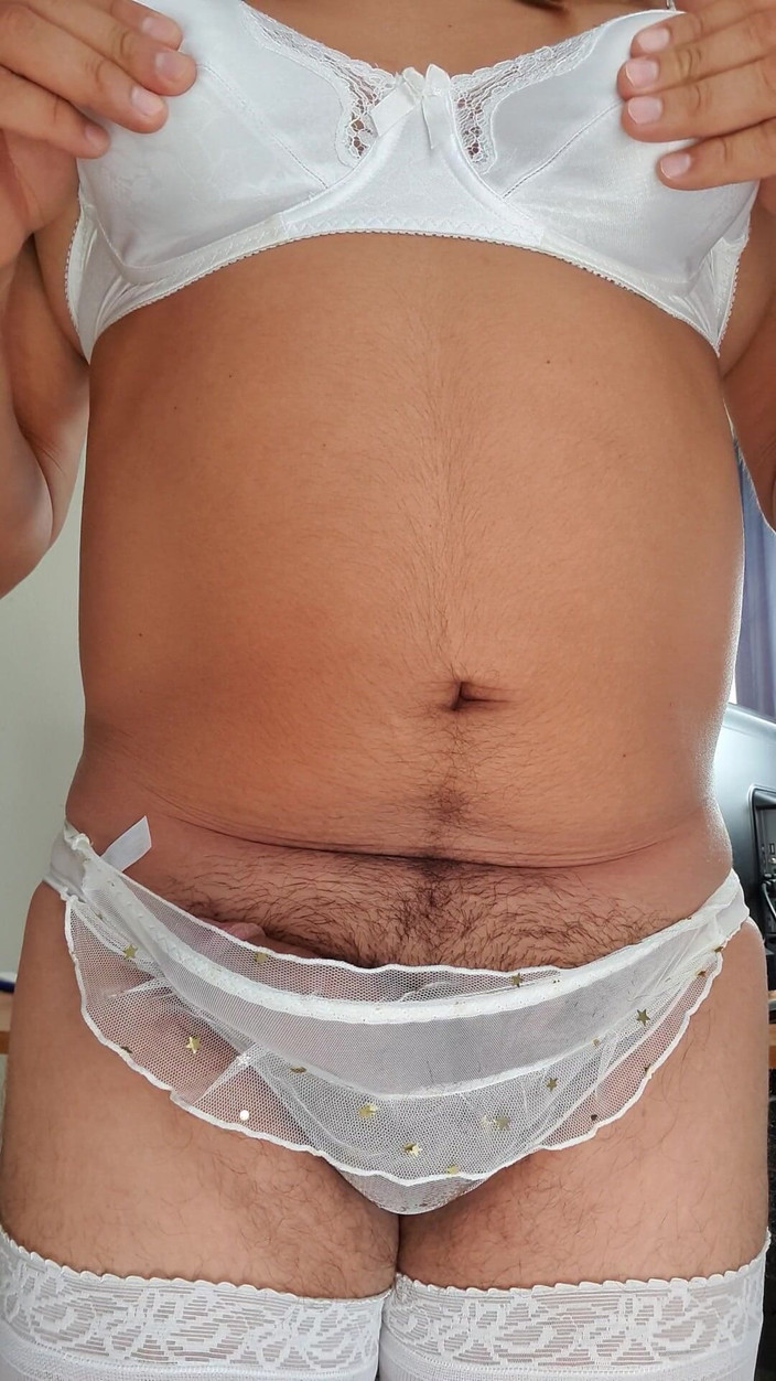 My panties: Sissy vit brud underkläder hård clity