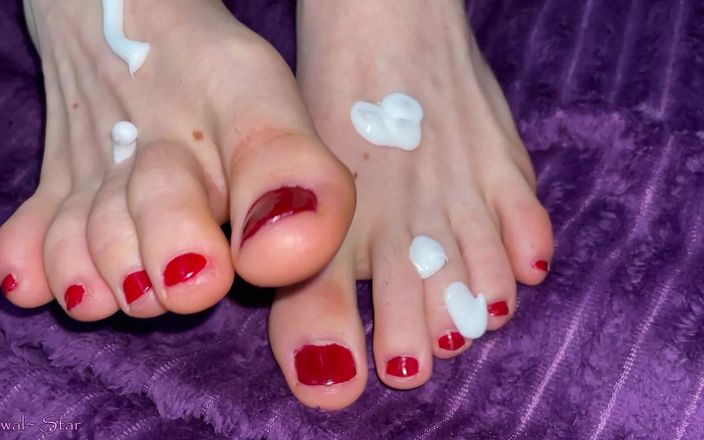Khawal Star: Khawal male white feet red polish rub lotion footfetish