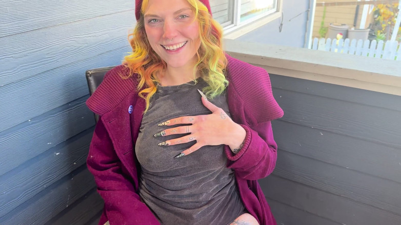 PNW Porn: Hairy Pussy Smoking on Front Porch