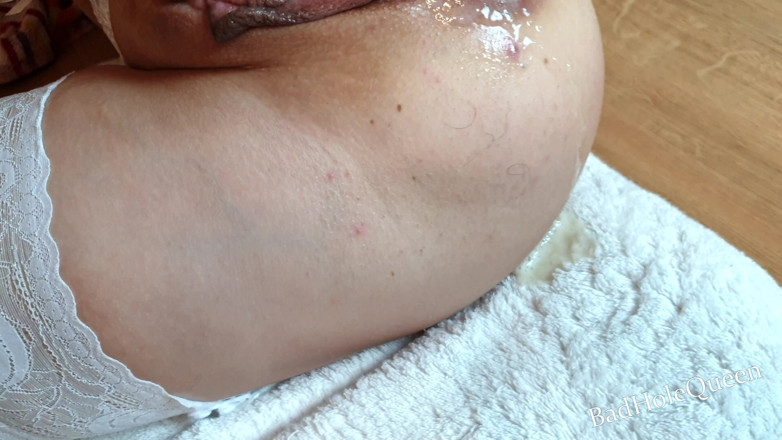 BadAnalQueen: My ass is always ready for anal. White stockings. Creampie...