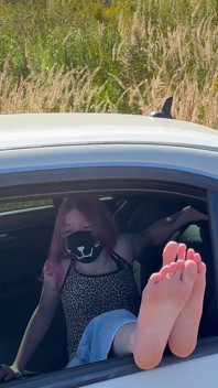 Spanking in the Car on the Heels and Butt
