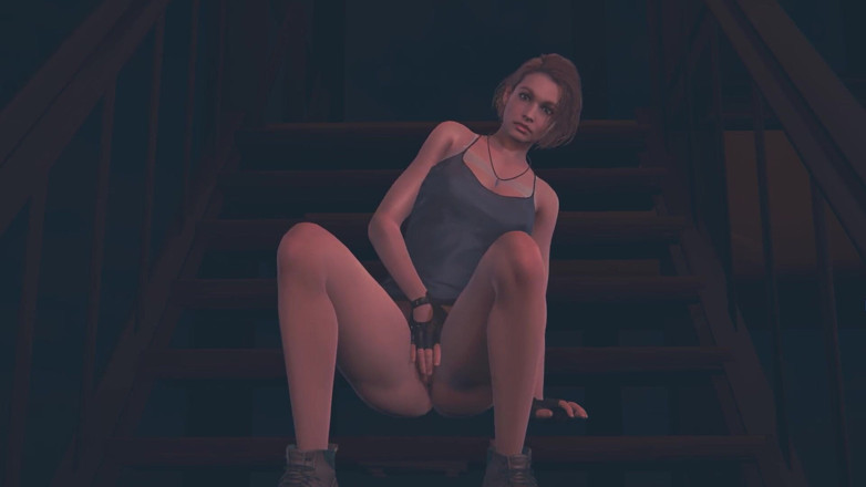 Waifu club 3D: Jill Valentine se masturbează pe scări