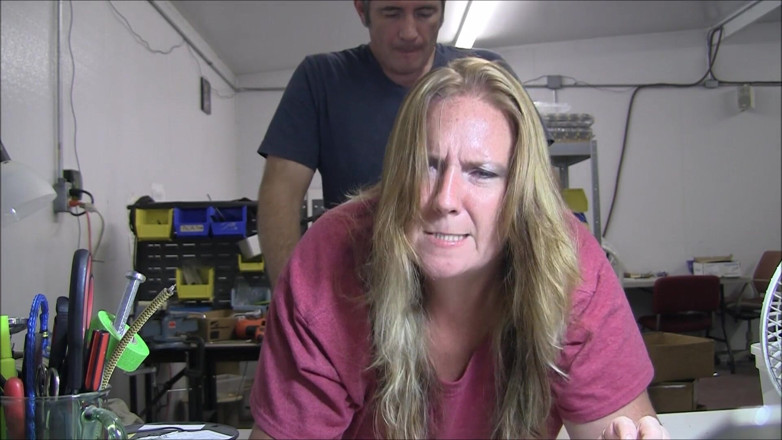 Vibra King Video: Jennifer gets pounded over a table at work