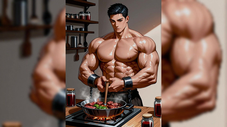 Erotic Man: Ai muscle hunks yemek yapıyor