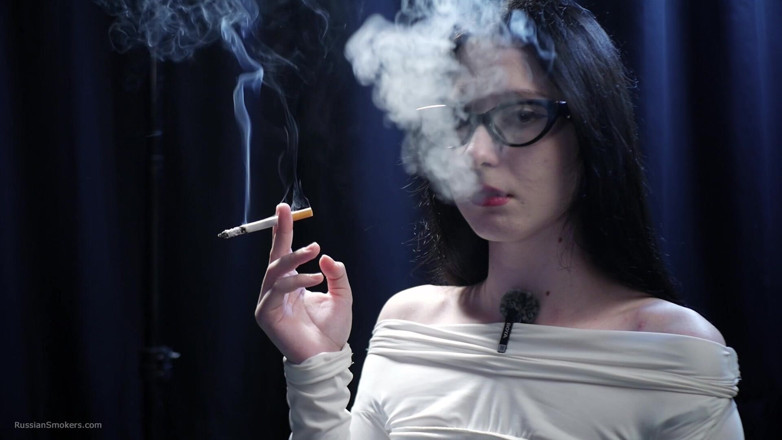 Russian Smokers: Smoking Seduction - Intriguing Lady in White. 2 Reds in a Row