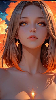 Cosmic Neon Goddess Nude Beauty Portrait with Radiant Cyber Clouds Ai Art Slideshow