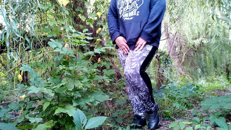 Elena: Lush MILF golden shower solo in nature