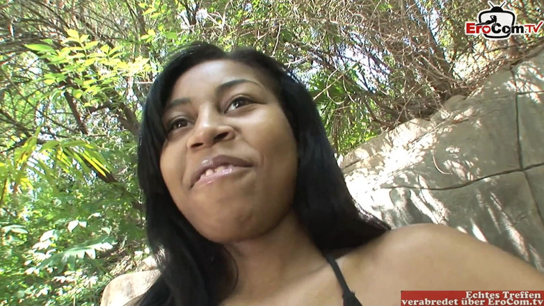 EroCom: Black babe with small tits enjoys white cock