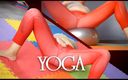 Regina Noir: Regina Noir. A woman in yoga leotards practices yoga in...