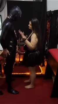 Piss Soaked Latex Gimp Begs for Mature Domme's Golden Shower