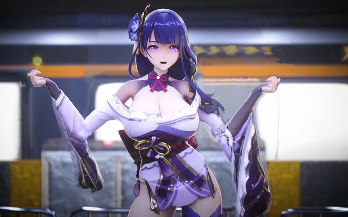 MikuMotion: [mmd] Raiden Shogun Phone Number Oversized Cup Big Breasts Riding...