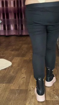 I Show a Beautiful Figure in Black Leggings and Black Boots/