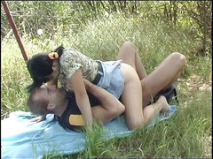 Hot Euro Girls: Sucking her boyfriend in the open