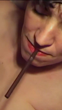 Kim Smokes and Gets a Cumshot Over Her Hairy Armpit