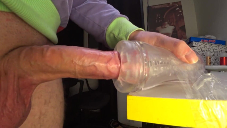ANINE LOVER: Very strong cumshot in a narrow rubber vagina