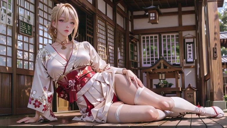 Seraphina Vale: Blonde Kimono Girl! Forbidden Contrast From Shrine to Pure White...
