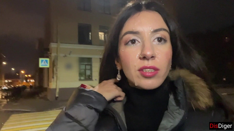 Dis Diger: Ruined Make-up Sperma im gesicht Gesichtsbesamung - sperma-walk auf straßenpelz