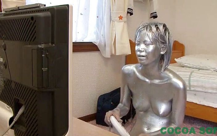 Cocoa Soft: It gave a silver body paint video shot outside